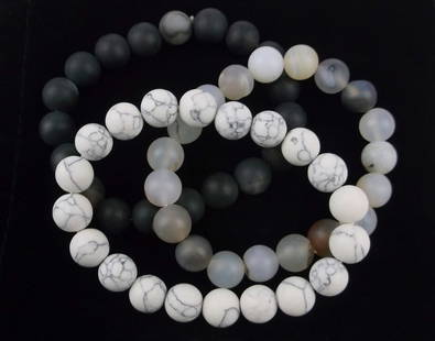 3 New Healing Genuine Howlite Agate Gemstone Bracelet 10mm: new condition