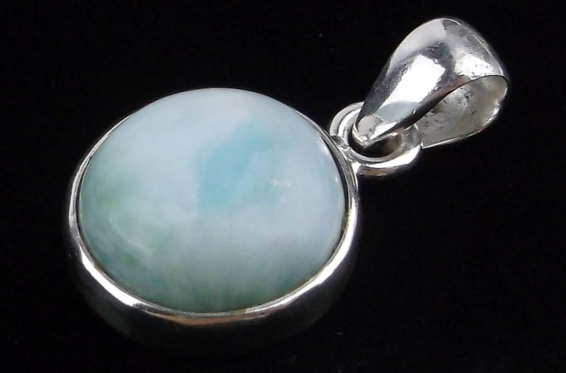 New Thick Sterling Silver Larimar Pendant: Solid Sterling Silver Guaranteed, in Brand New Never Worn Condition.