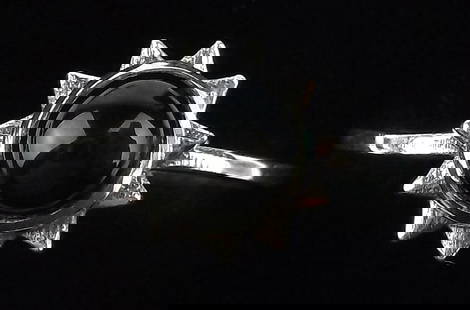 New Sterling Silver Onyx Sun Ring 8.5: Solid Sterling Silver Guaranteed, in Brand New Never Worn Condition.