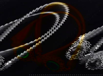 2 New Vintage Emerald Green Rhinestone Arm Bands: new condition