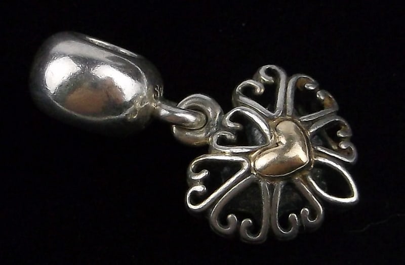 Mint Vintage Pandora Sterling Silver Heart Charm Bead: Guaranteed Solid 925 Sterling Silver, in Excellent Condition