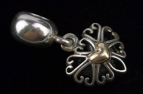 Mint Vintage Pandora Sterling Silver Heart Charm Bead: Guaranteed Solid 925 Sterling Silver, in Excellent Condition