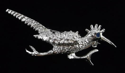 New Vintage 1960s Rhinestone Roadrunner Bird Brooch: new condition
