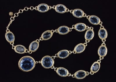 Stunning Antique 1950s Glass Stone Necklace 27"