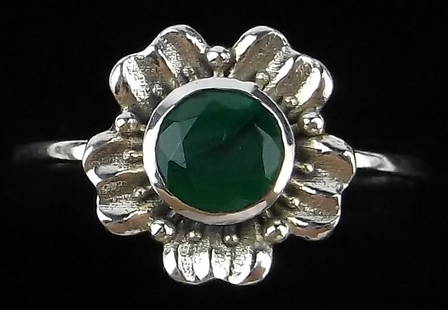 New Sterling Silver Emerald Flower Ring 6.25: Solid Sterling Silver Guaranteed, in Brand New Never Worn Condition.