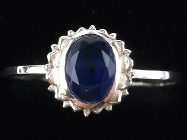New Sterling Silver Blue Chalcedony Sun Ring 8