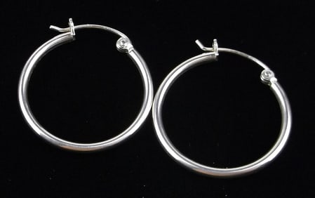 Mint Vintage Italian Sterling Silver Hoop Earrings
