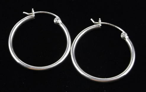Mint Vintage Italian Sterling Silver Hoop Earrings: Guaranteed Solid 925 Sterling Silver, in Excellent Condition