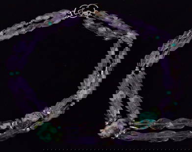 New Boxed BOUNKIT Sterling Amethyst Turquoise Necklace 19": Solid Sterling Silver Guaranteed, in Brand New Never Worn Condition.