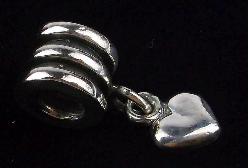 Mint Pandora Sterling Silver Vintage Heart Charm Bead: Guaranteed Solid 925 Sterling Silver, in Excellent Condition