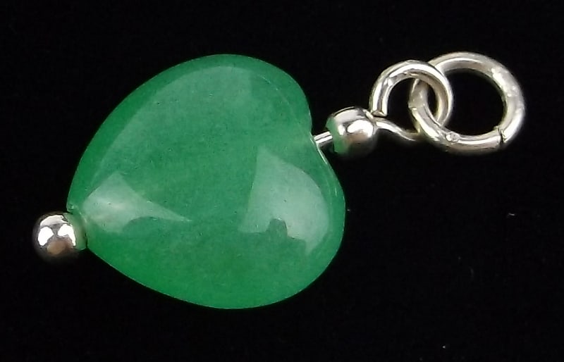 New Sterling Silver Jade Heart Pendant: Solid Sterling Silver Guaranteed, in Brand New Never Worn Condition.
