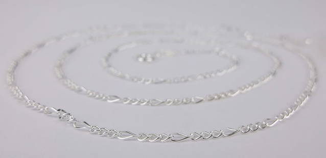 New Italian Sterling Silver Figaro Chain Necklace 24": Solid Sterling Silver Guaranteed, in Brand New Never Worn Condition.