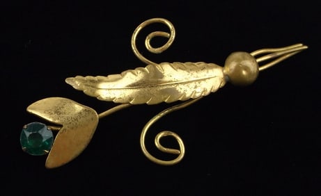 Antique 1930s Rhinestone Flower Brooch