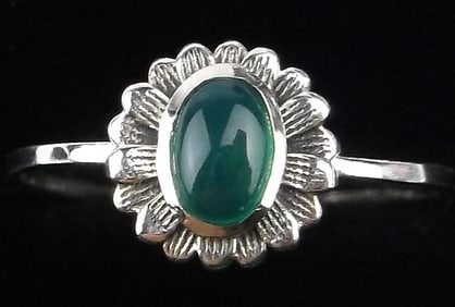 New Sterling Silver Green Chalcedony Flower Ring 8