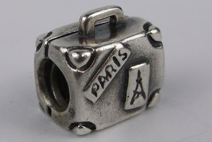 Mint Vint Pandora Sterling Silver Paris Travel Luggage Charm Bead