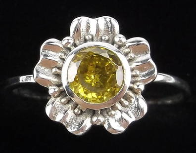 New Sterling Silver Citrine Flower Ring 6: Solid Sterling Silver Guaranteed, in Brand New Never Worn Condition.