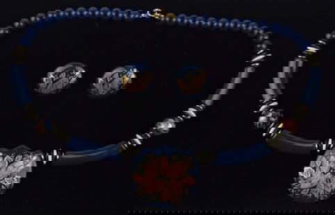 Stunning Vint 1970s Japan Lucite Necklace Earrings Set 22": excellent condition