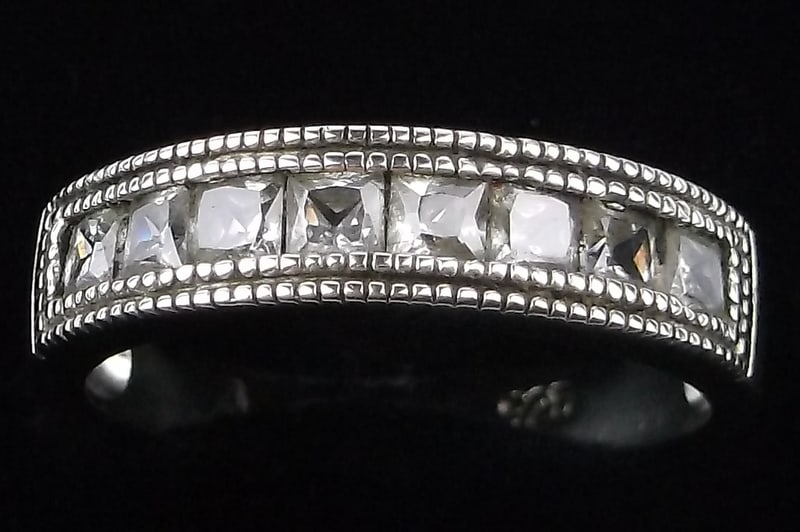 Mint Vint Sterling Silver Multi Stone Band Ring 7.25 (1 of 2)