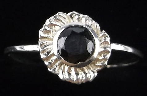 New Sterling Silver Black Iolite Flower Ring 8.5: Solid Sterling Silver Guaranteed, in Brand New Never Worn Condition.