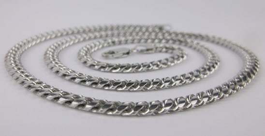 Mint Vint Heavy Sterling Silver Cuban Chain Necklace 22.25 Thick