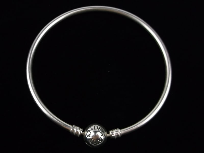Mint Pandora Sterling Silver Bangle Bracelet 7.5" (1 of 2)