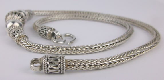 Mint Thick Heavy Sterling Silver Bali Chain Necklace 18" Designer