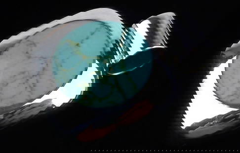 Mint Vintage Big Heavy Taxco Sterling Silver Turquoise Pendant: Guaranteed Solid 925 Sterling Silver, in Excellent Condition