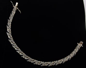 Stunning Vint Gold Over Sterling Diamond Tennis Bracelet 7.5"