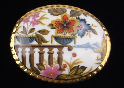 Mint Vintage 1960s English Porcelain Brooch Large