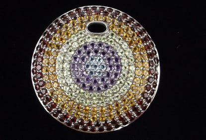 New Big Designer Sterling Silver Amethyst Topaz Pendant