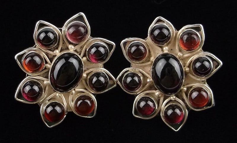 Big Mint Vint Designer Sterling Silver Garnet Earrings (1 of 3)
