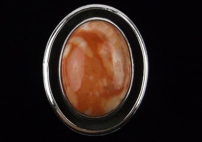 Mint Vint 1960s Navajo Sterling Silver Orange Spiny Ring 5.5