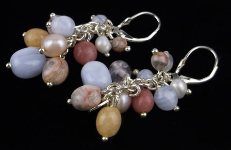 New Sterling Silver Lace Calcite Rhodochrosite Earrings: Solid Sterling Silver Guaranteed, in Brand New Never Worn Condition.
