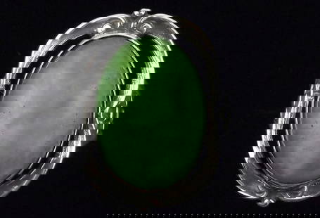 Mint Antique 1930s Sterling Silver Czech Glass Ring 4.5: Guaranteed Solid 925 Sterling Silver, in Excellent Condition