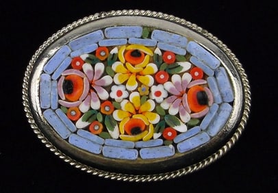 New Vintage 1950s Italian Mosaic Brooch