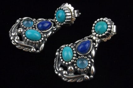 New Boxed Carolyn Pollack Sterling Silver Turquoise Earrings
