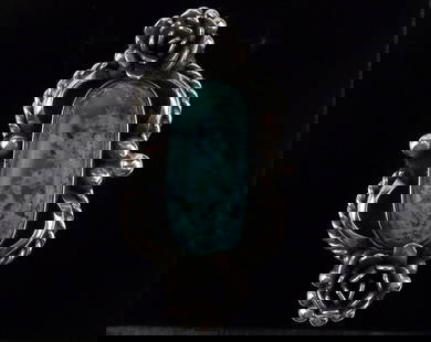 Huge 1960s Navajo Harvey Begay Sterling Silver Turquoise Ring 8.5: handmade Genuine Navajo Sterling Silver in Excellent Condition