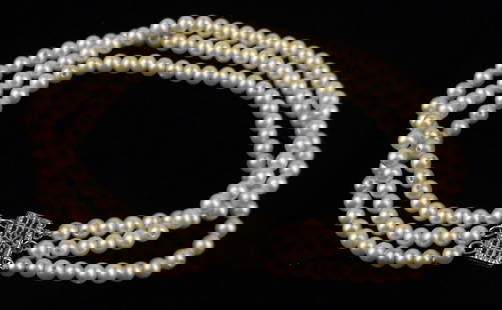 Stunning Antique 1940s 14kt White Gold Seed Pearl Bracelet 6.5": 14kt gold in excellent condition