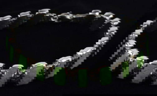 Mint Vint Heavy Thick Designer Sterling Silver Gaspeite Bracelet 7.5": Guaranteed Solid 925 Sterling Silver, in Excellent Condition