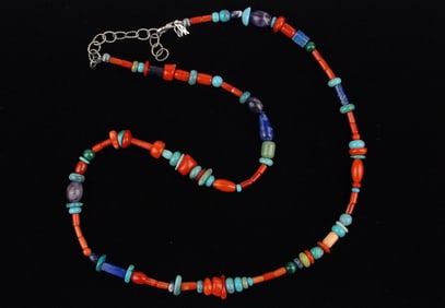 New Boxed Carolyn Pollack Sterling Turquoise Coral Necklace 27"