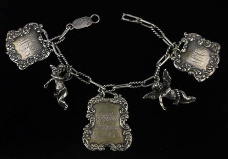RARE Vint Mint T Foree Sterling Silver Cherub Tag Bracelet 7.75": Guaranteed Solid 925 Sterling Silver, in Excellent Condition