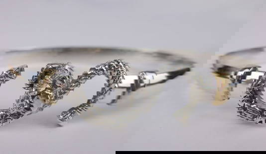 Mint Great Caribbean Sterling 14kt Gold Gulf Shores Bracelet 7": Guaranteed Solid 925 Sterling Silver, in Excellent Condition