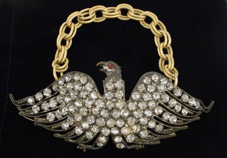 RARE Big Antique 1860s Crystal Eagle Large Pendant: beautiful condition