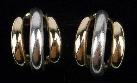 Mint Vintage 14kt White Yellow Gold Earrings 2.94g
