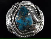 HUGE RARE Navajo Roger Skeets Sterling Nugget Rattlesnake Cuff Bracelet