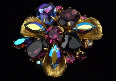 New Big Vint 1960s Juliana Rhinestone Brooch Stunner