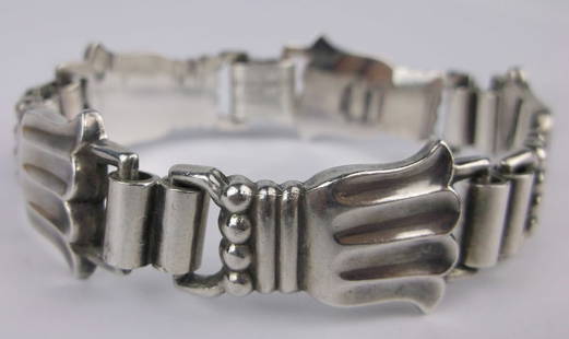 Mint 1940s Georg Jensen Sterling Silver Bracelet 7" Alphonse Le Paglia: A Rare Mint Condition Vintage 1940s Legendary Danish Jewelry Maker Georg Jensen Sterling Silver Thick and Heavy US Alphonse Le Paglia Chain Bracelet 7 inch length signed as shown