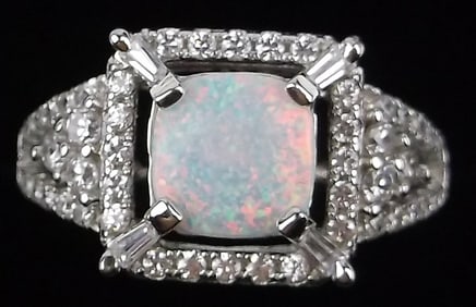 New Designer Sterling Silver Opal Ring Size 6