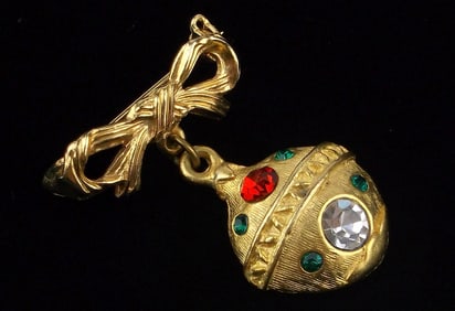 Mint Vintage DALE Rhinestone Christmas Ornament Brooch