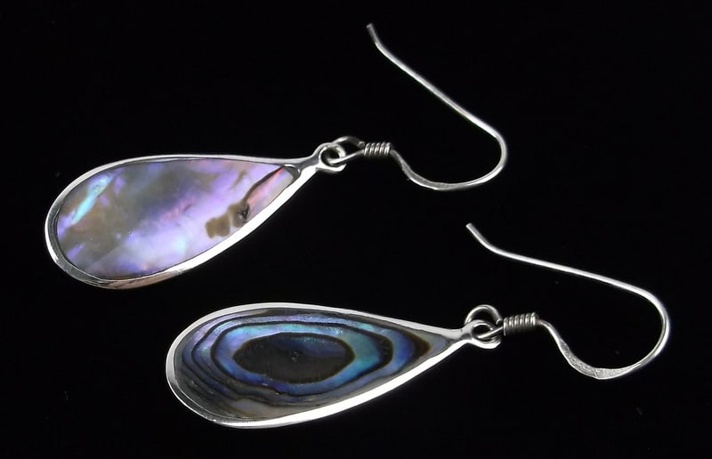 New Vintage Designer Sterling Silver Abalone Drop Earrings (1 of 2)